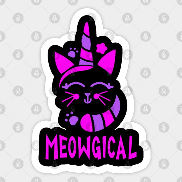 Meowgical Kitticorn Caticorn Cat Unicorn Sticker by tropicalteesshop